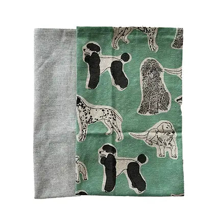 Tea Towel set/2 Dog Print- Aqua Storm
