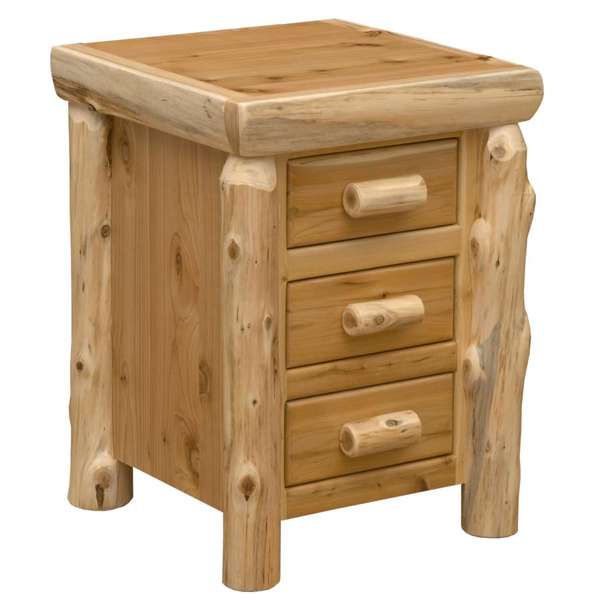 Cedar Log Three Drawer Nightstand