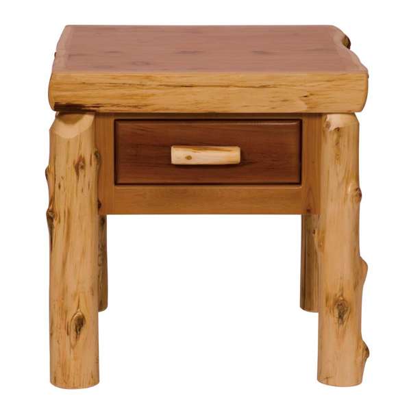 Cedar Log One Drawer End Table