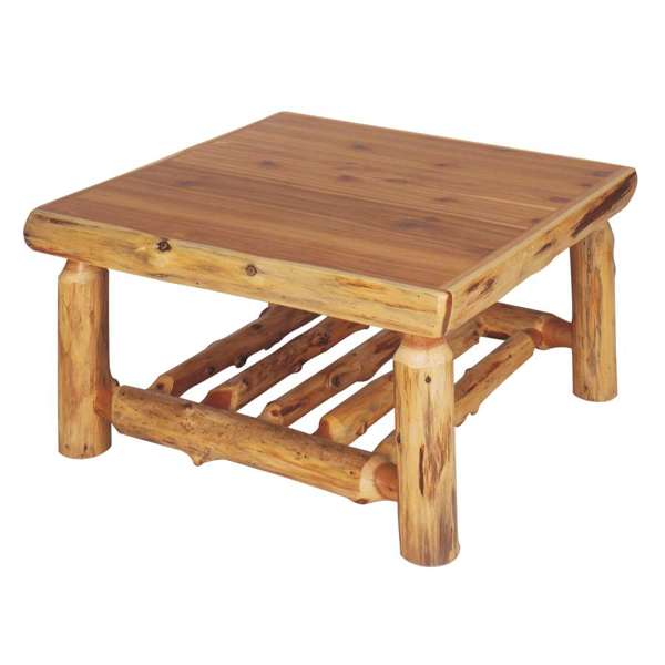Cedar Log Square Coffee Table