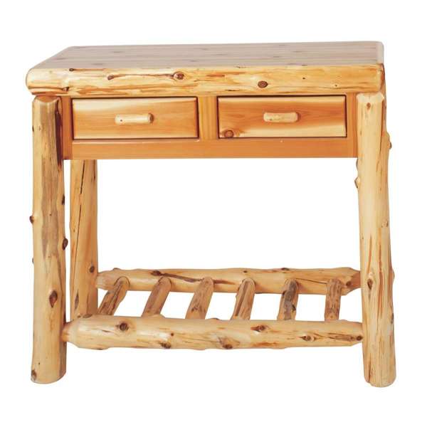 Cedar Log Two Drawer Sofa Table