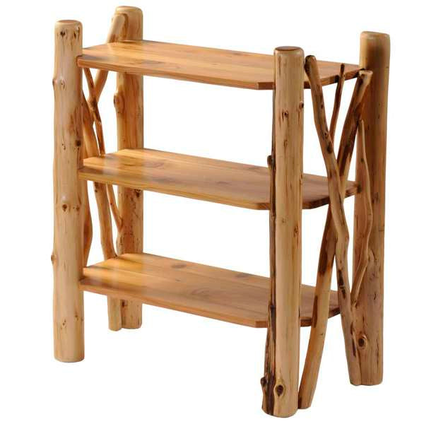 Cedar Log Open Bookshelf with Twig Accents