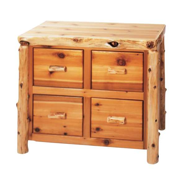 Cedar Log Four Drawer File Cabinet