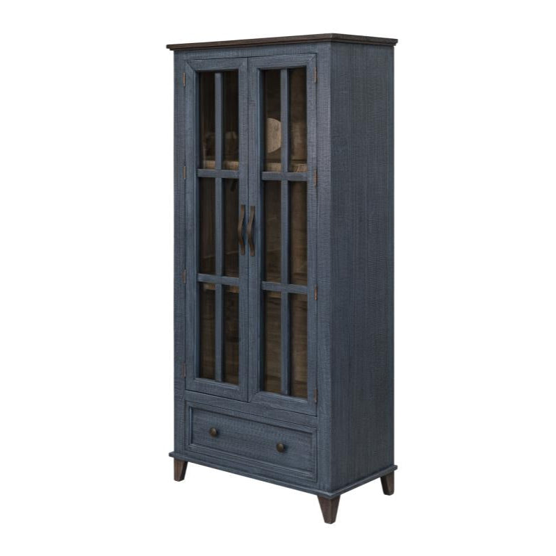 Toscana 1 Drawer 2 Glass Door Cabinet in Deep Blue