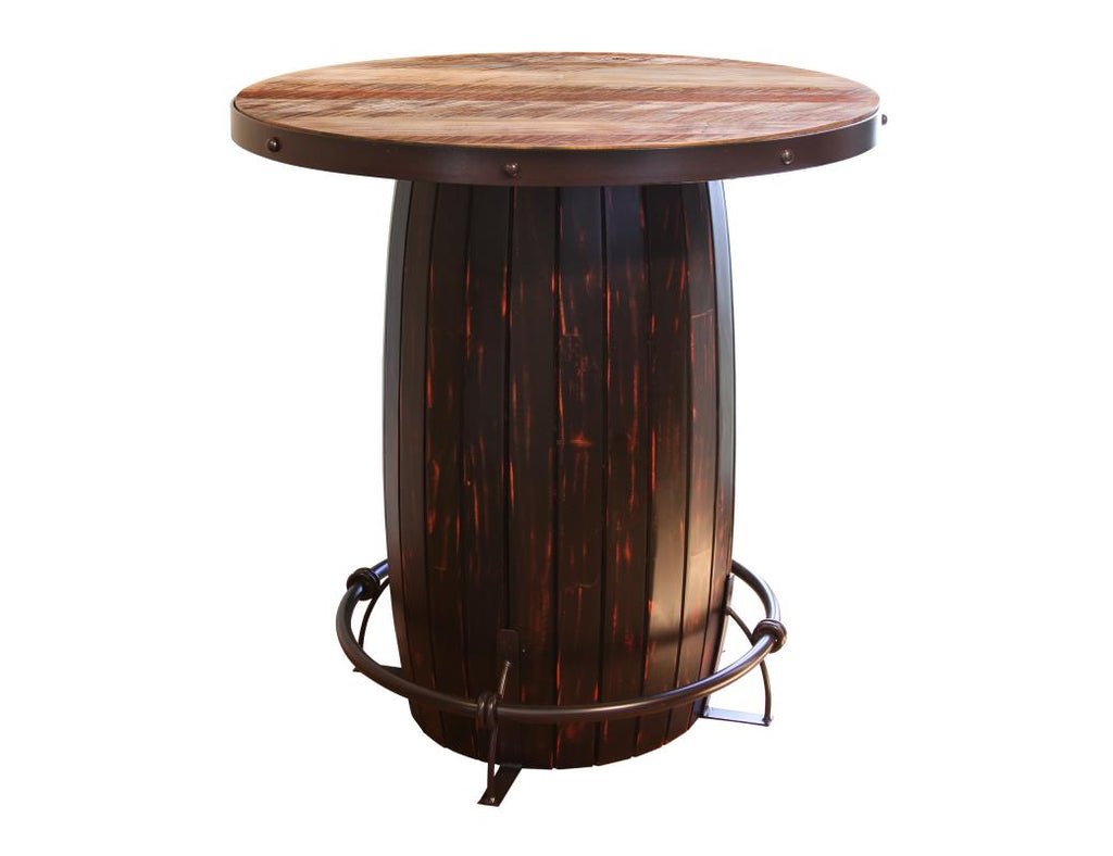 Antique Multicolor Barrel Pub Table