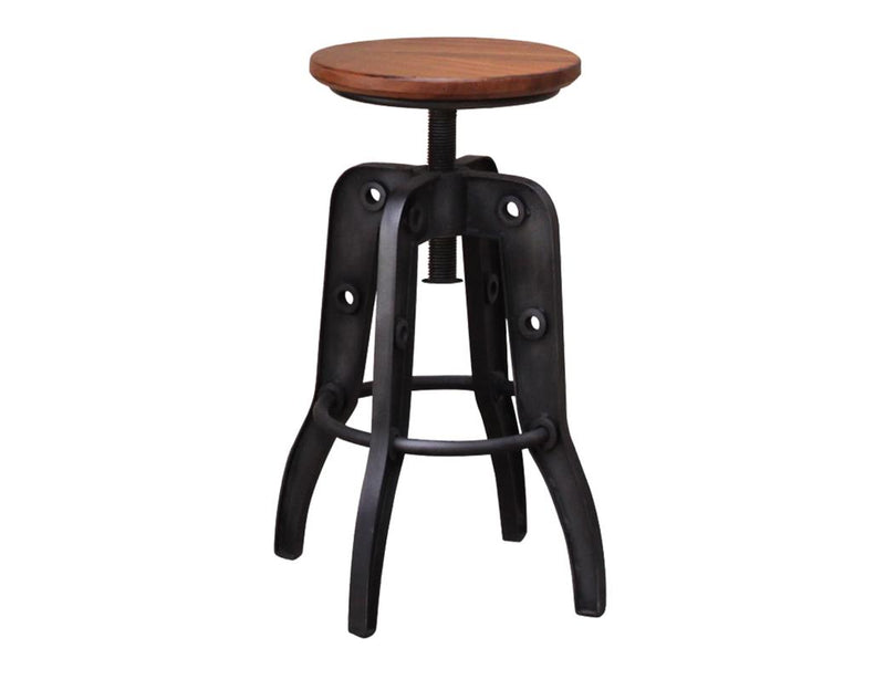 Parota Round Seat Adjustable 24-30" Swivel Iron Base Bar Stool