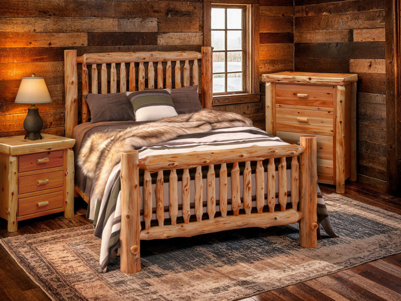 Cedar Log Small Spindle Bed