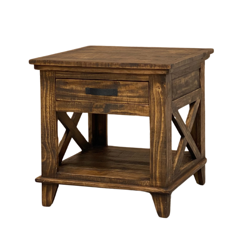 Rancho X End Table in Dark Wax