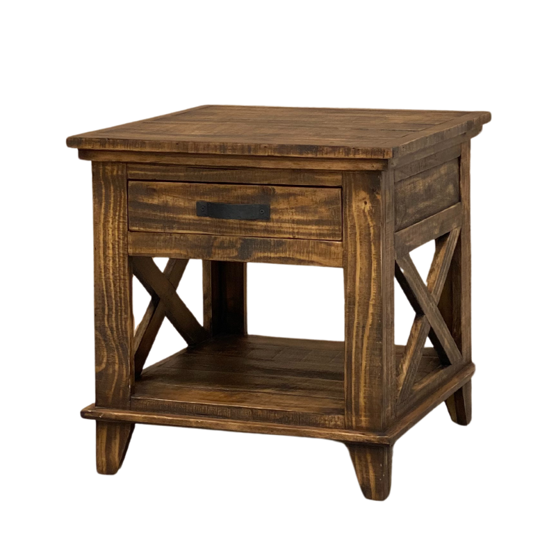 Rancho X End Table in Dark Wax