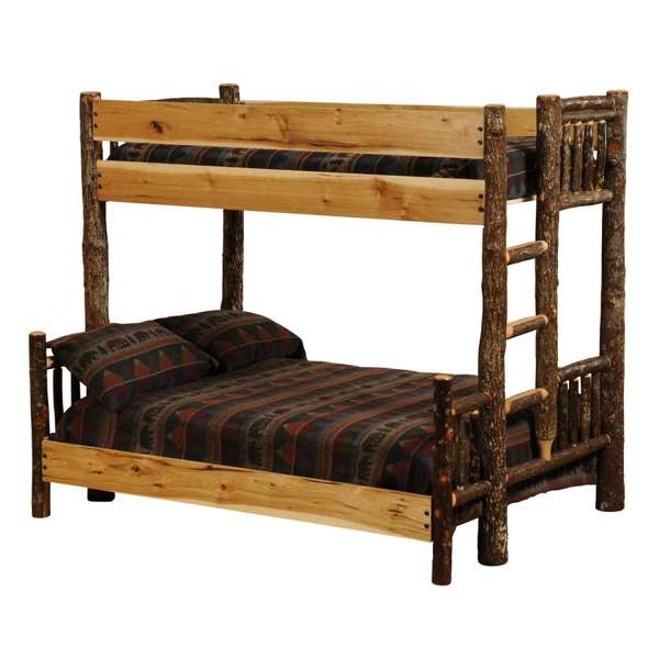 Hickory Log Bunk Bed Double/Single Natural Stain