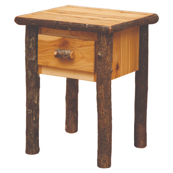 Hickory Log One Drawer End Table