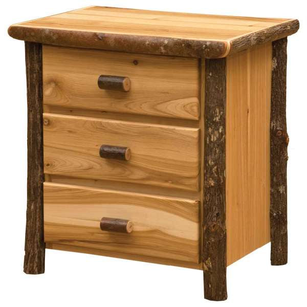 Hickory Log XL Three Drawer Nightstand
