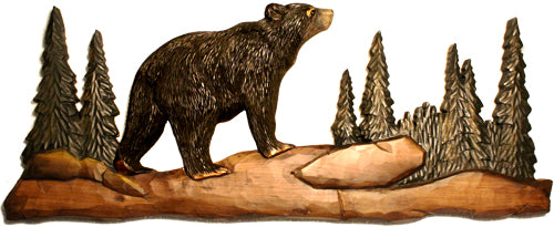 Walking Bear Wood Wall Art