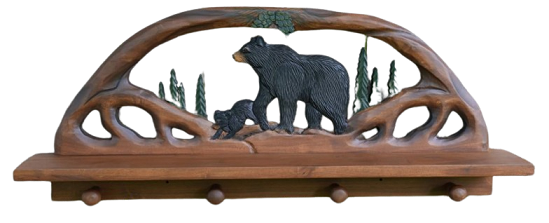 Bear Family Shelf Wood Wall Art