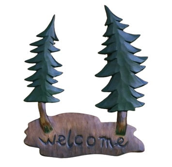 Welcome Pine Trees Wood Wall Art