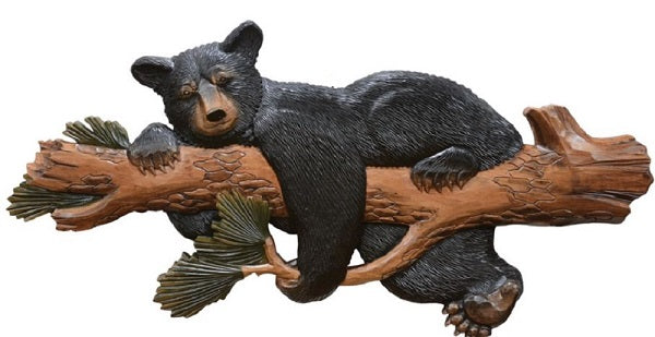 Bear on a Tree Branch Wood Wall Art
