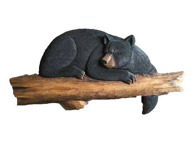 Bear laying in a tree Wood Wall Art