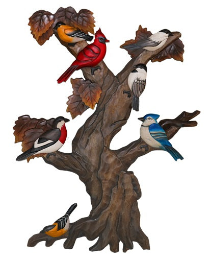 Birds in a Tree Wood Wall Art