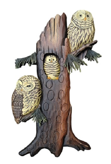 Owl Family in Tree