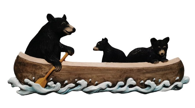 Bears in a Canoe Wood Wall Art