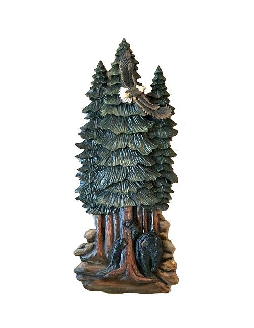 A Bear Family in the Pines Wood Wall Art