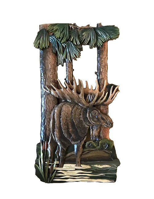 A Moose in the Pines Wood Wall Art