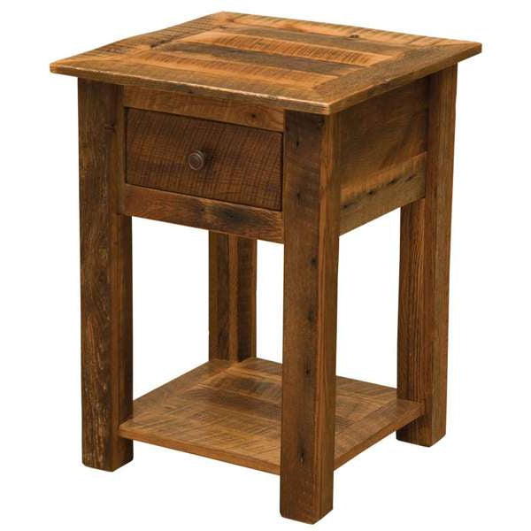 Barnwood One Drawer End Table with Shelf