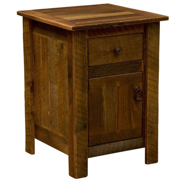 Barnwood Enclosed Nightstand 1 Door 1 drawer