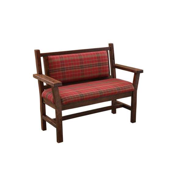 Barnwood Upholstered Bench with Back