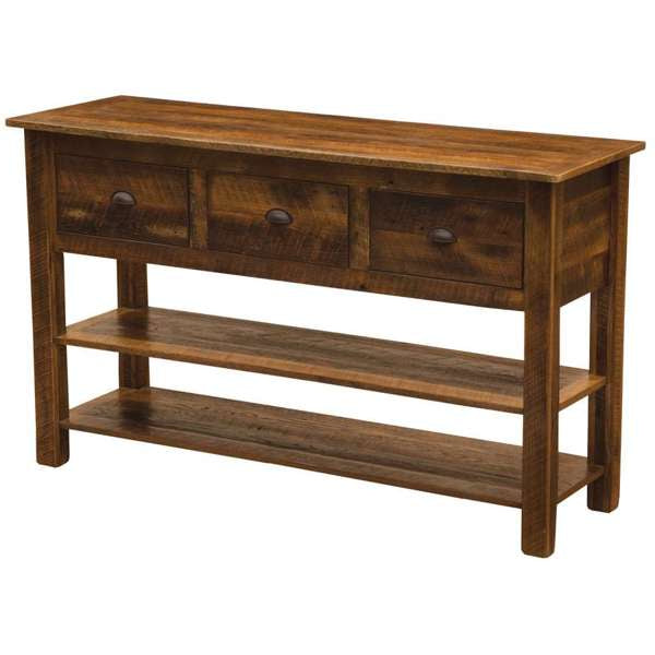 Barnwood Console Table with Shelves