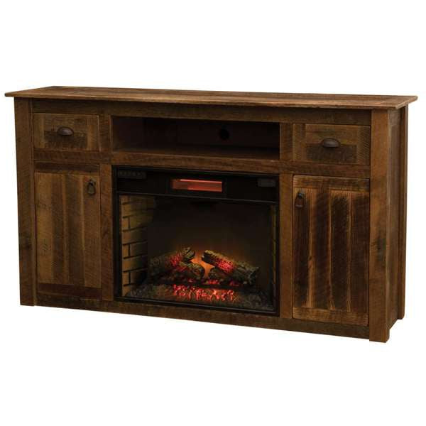Barnwood Entertainment Center with Fireplace