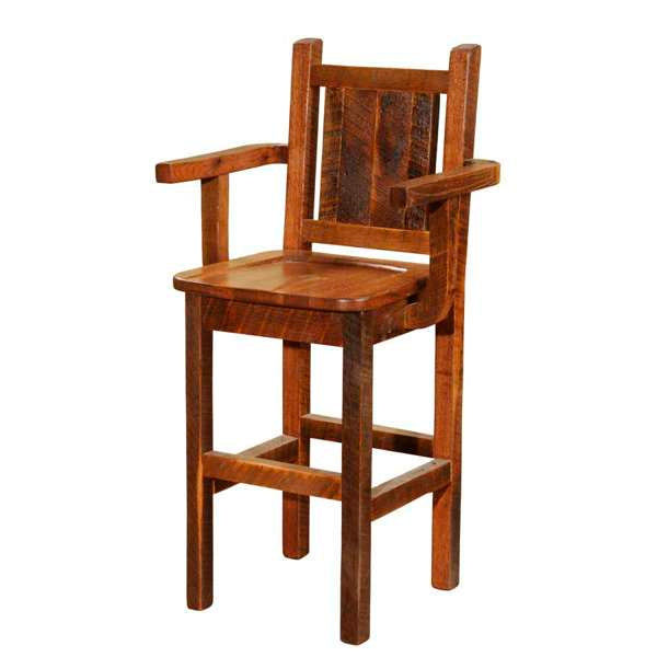Barnwood Artisan Barstool with Arms