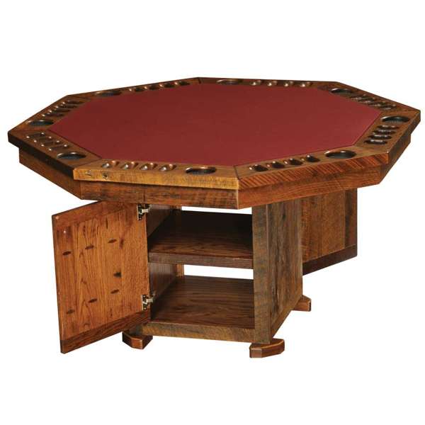 Barnwood Poker Table with Storage Base
