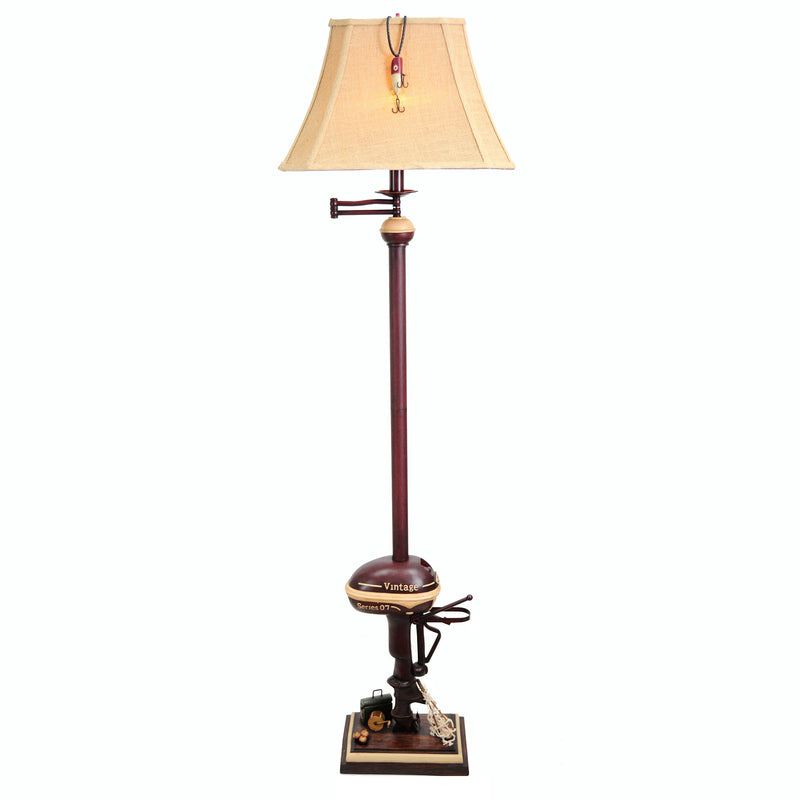 65"H Vintage Boat Motor Floor Lamp