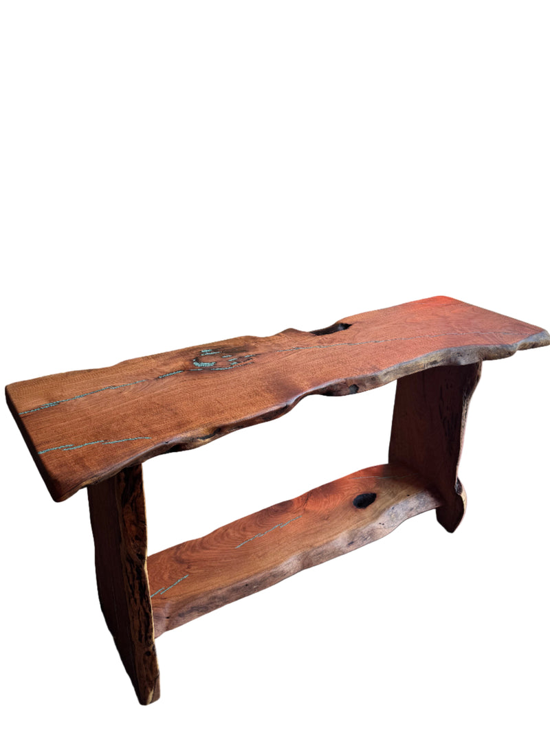 Mesquite Rustic Sofa Table with Turquoise Mod.2