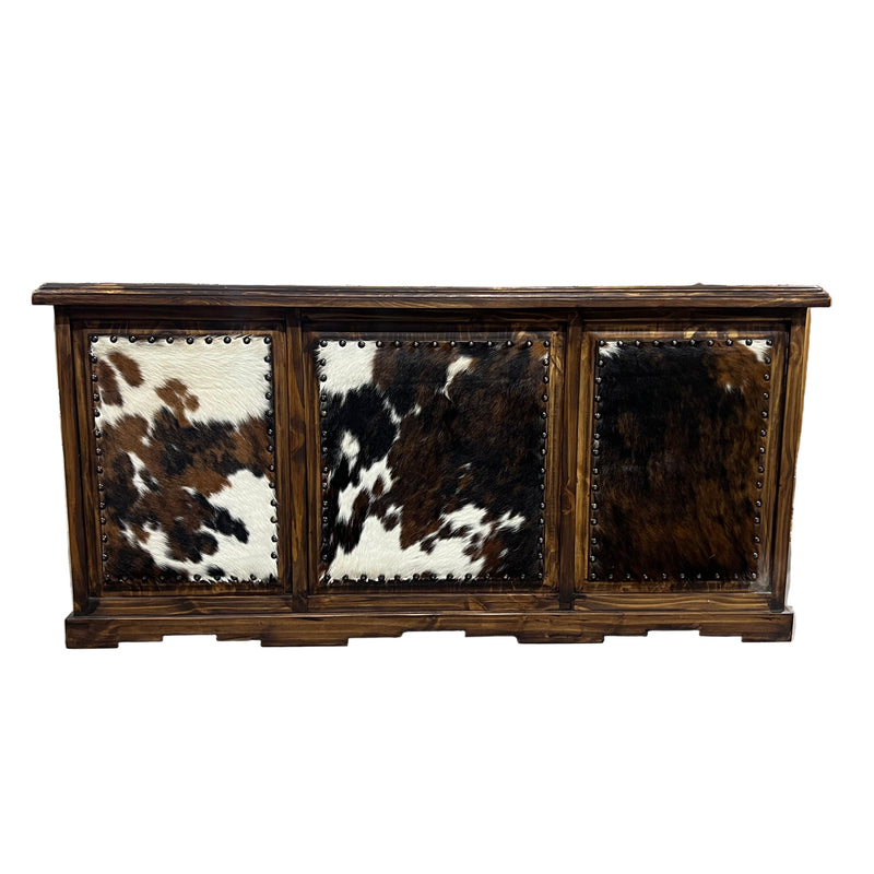 Taos Executive Western Desk with Cowhide in Dark Wax