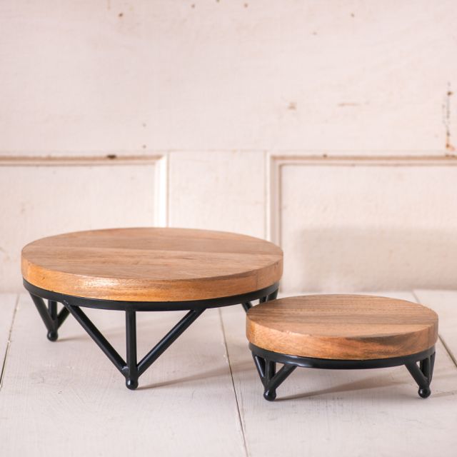 Wrought Iron Riser Set with Wood Top