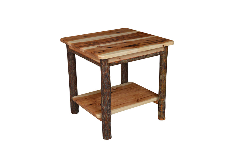 Hickory Solid Wood End Table with Shelf