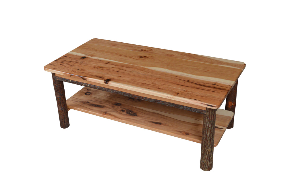 Hickory Solid Wood Coffee Table with Shelf