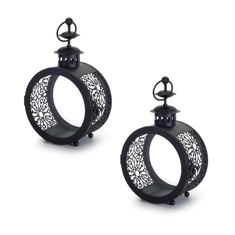 Black Round Small Lantern (Set of 2) Rustics for Less