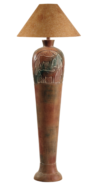 Indian Deer Floor Lamp 62" | Hydrocal Base with 3-Way Switch