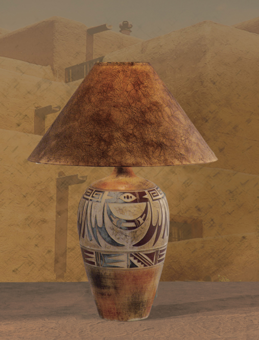 Indian Marigold Table Lamp 29" | Hydrocal Base with 3-Way Switch