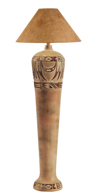 Indian Marigold Floor Lamp 62" | Hydrocal Base with 3-Way Switch