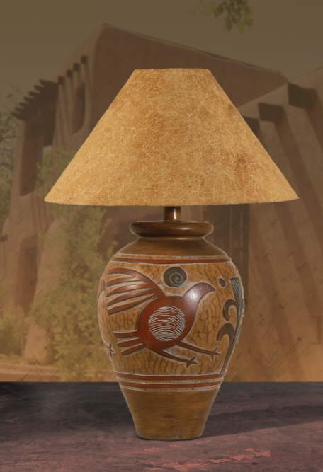 Indian Bird Table Lamp 29" | Hydrocal Base with 3-Way Switch