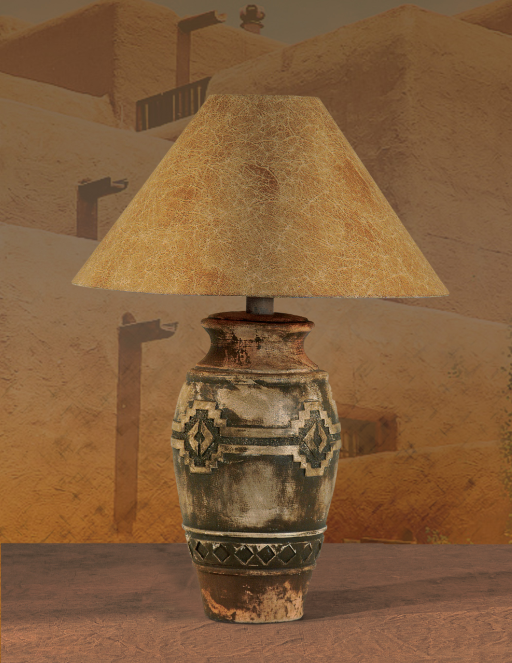 Petro-Glyphic Rustic Table Lamp 29" | Hydrocal Base, 3-Way Switch