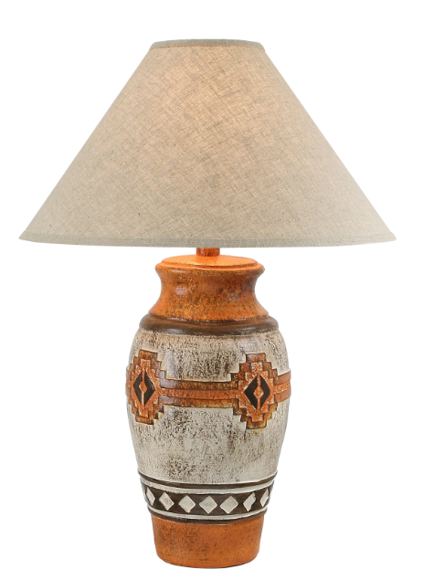 Indian Brick Table Lamp 29" | Hydrocal Base, 3-Way Socket Switch