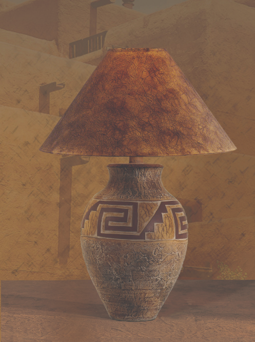 Indian Mesa Table Lamp 29" | Hydrocal Base, 3-Way Socket Switch