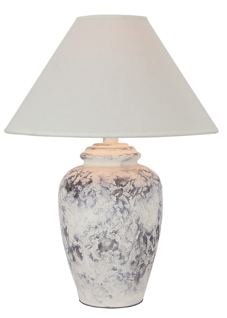 White Wash Table Lamp 26.5" | Rustic Hydrocal Base, 3-Way Switch