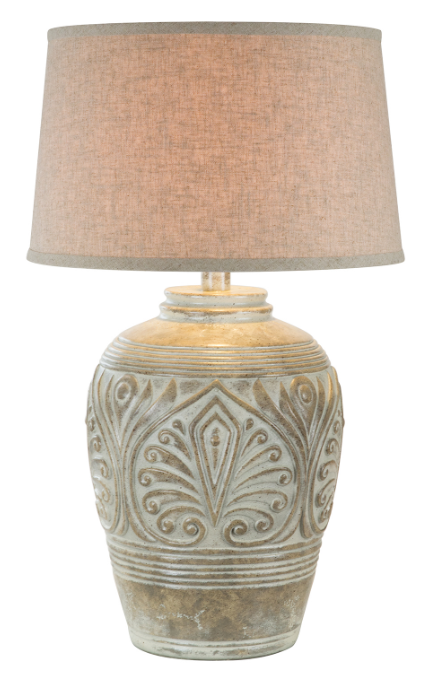 Alabaster Table Lamp 27" | Rustic Hydrocal Base, 3-Way Socket Switch