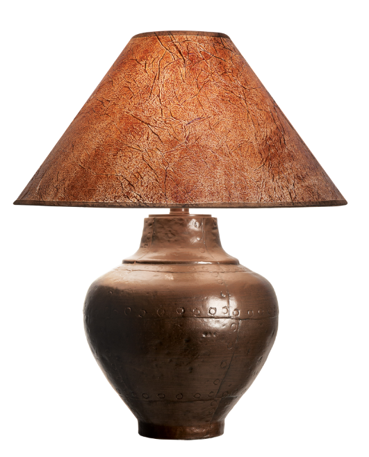 Copper Table Lamp 25" | Rustic Hydrocal Base, 3-Way Socket Switch